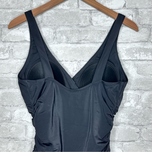 Boden Talamanca Swimsuit Black Size 10 LONG Style S0041 One Piece Ruched Waist - Picture 8 of 12